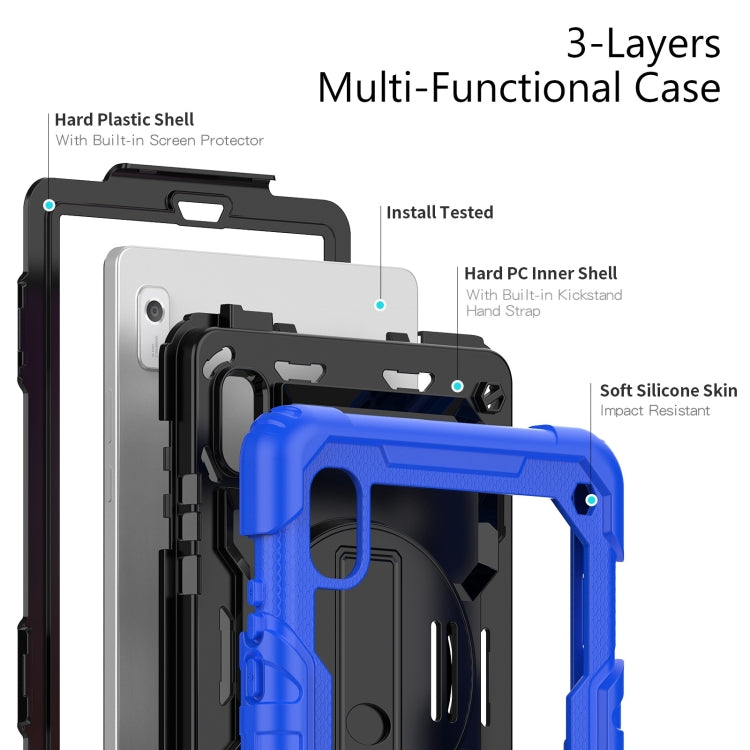 For Lenovo Tab M9 Silicone Hybrid PC Tablet Case with Shoulder Strap(Blue)