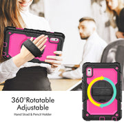 For Lenovo Tab M9 Silicone Hybrid PC Tablet Case with Shoulder Strap(Rose Red PC)