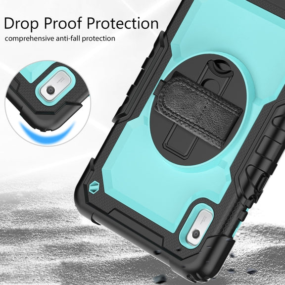 For Lenovo Tab M9 Silicone Hybrid PC Tablet Case with Shoulder Strap(Light Blue PC)