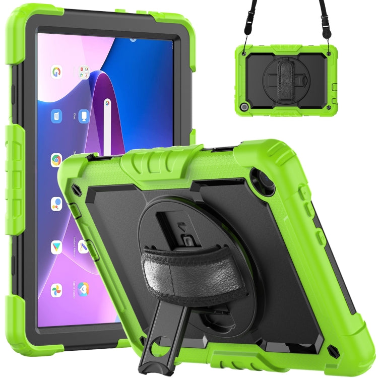 For Lenovo Tab M10 10.1 Gen 3rd Silicone Hybrid PC Tablet Case with Shoulder Strap(Yellow Green) - Lenovo by PMC TechLife | Online Shopping South Africa | PMC TechLife | Buy Now Pay Later Mobicred