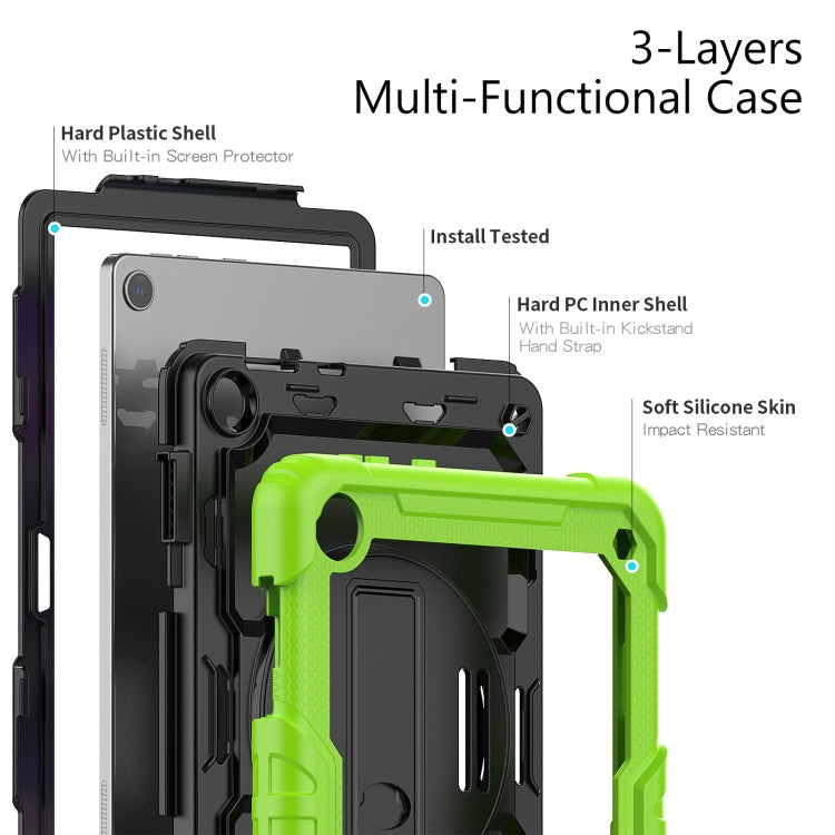 For Lenovo Tab M10 10.1 Gen 3rd Silicone Hybrid PC Tablet Case with Shoulder Strap(Yellow Green) - Lenovo by PMC TechLife | Online Shopping South Africa | PMC TechLife | Buy Now Pay Later Mobicred