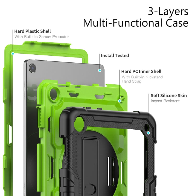 For Lenovo Tab M10 10.1 Gen 3rd Silicone Hybrid PC Tablet Case with Shoulder Strap(Yellow Green PC) - Lenovo by PMC TechLife | Online Shopping South Africa | PMC TechLife | Buy Now Pay Later Mobicred