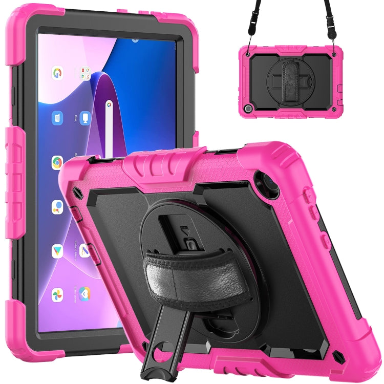 For Lenovo Tab M10 10.1 Gen 3rd Silicone Hybrid PC Tablet Case with Shoulder Strap(Rose Red) - Lenovo by PMC TechLife | Online Shopping South Africa | PMC TechLife | Buy Now Pay Later Mobicred