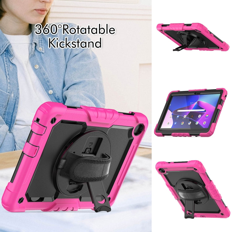 For Lenovo Tab M10 10.1 Gen 3rd Silicone Hybrid PC Tablet Case with Shoulder Strap(Rose Red) - Lenovo by PMC TechLife | Online Shopping South Africa | PMC TechLife | Buy Now Pay Later Mobicred