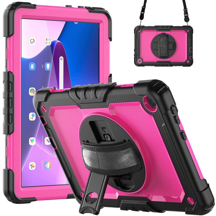 For Lenovo Tab M10 10.1 Gen 3rd Silicone Hybrid PC Tablet Case with Shoulder Strap(Rose Red PC) - Lenovo by PMC TechLife | Online Shopping South Africa | PMC TechLife | Buy Now Pay Later Mobicred