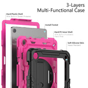 For Lenovo Tab M10 10.1 Gen 3rd Silicone Hybrid PC Tablet Case with Shoulder Strap(Rose Red PC)