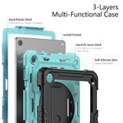 For Lenovo Tab M10 10.1 Gen 3rd Silicone Hybrid PC Tablet Case with Shoulder Strap(Light Blue PC)