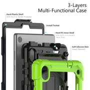 For Lenovo Tab M8 HD 2020/2019 Silicone Hybrid PC Tablet Case with Shoulder Strap(Yellow Green)