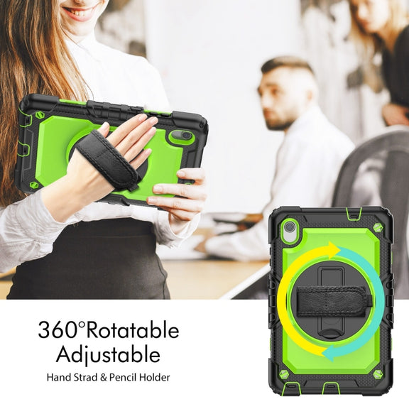 For Lenovo Tab M8 HD 2020/2019 Silicone Hybrid PC Tablet Case with Shoulder Strap(Yellow Green PC)
