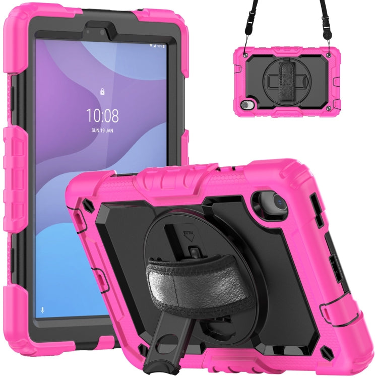 For Lenovo Tab M8 HD 2020/2019 Silicone Hybrid PC Tablet Case with Shoulder Strap(Rose Red) - Lenovo by PMC TechLife | Online Shopping South Africa | PMC TechLife | Buy Now Pay Later Mobicred
