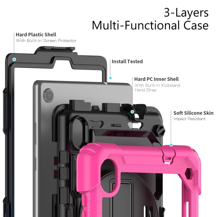 For Lenovo Tab M8 HD 2020/2019 Silicone Hybrid PC Tablet Case with Shoulder Strap(Rose Red) - Lenovo by PMC TechLife | Online Shopping South Africa | PMC TechLife | Buy Now Pay Later Mobicred