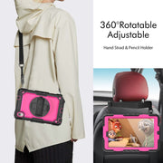 For Lenovo Tab M8 HD 2020/2019 Silicone Hybrid PC Tablet Case with Shoulder Strap(Rose Red PC)