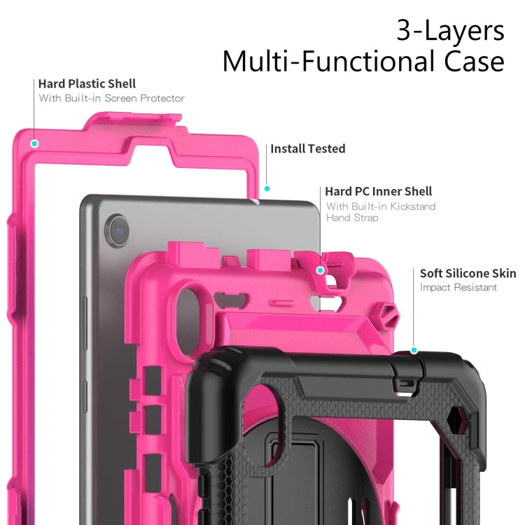 For Lenovo Tab M8 HD 2020/2019 Silicone Hybrid PC Tablet Case with Shoulder Strap(Rose Red PC) - Lenovo by PMC TechLife | Online Shopping South Africa | PMC TechLife | Buy Now Pay Later Mobicred