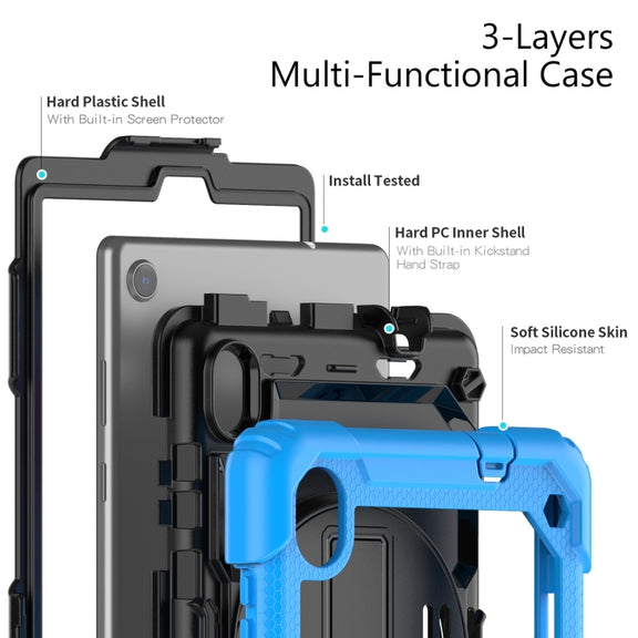 For Lenovo Tab M8 HD 2020/2019 Silicone Hybrid PC Tablet Case with Shoulder Strap(Light Blue)