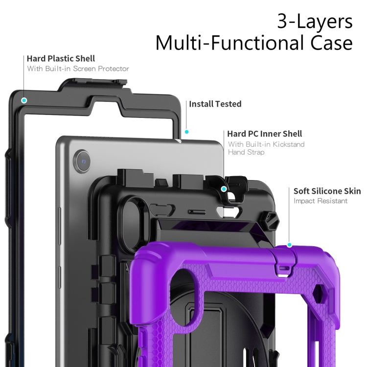For Lenovo Tab M8 HD 2020/2019 Silicone Hybrid PC Tablet Case with Shoulder Strap(Purple) - Lenovo by PMC TechLife | Online Shopping South Africa | PMC TechLife | Buy Now Pay Later Mobicred