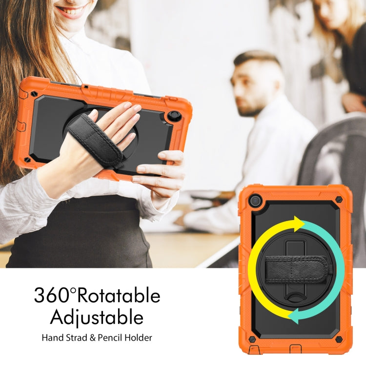 For Lenovo Tab M10 Plus 10.6 Gen 3rd Silicone Hybrid PC Tablet Case with Shoulder Strap(Orange)