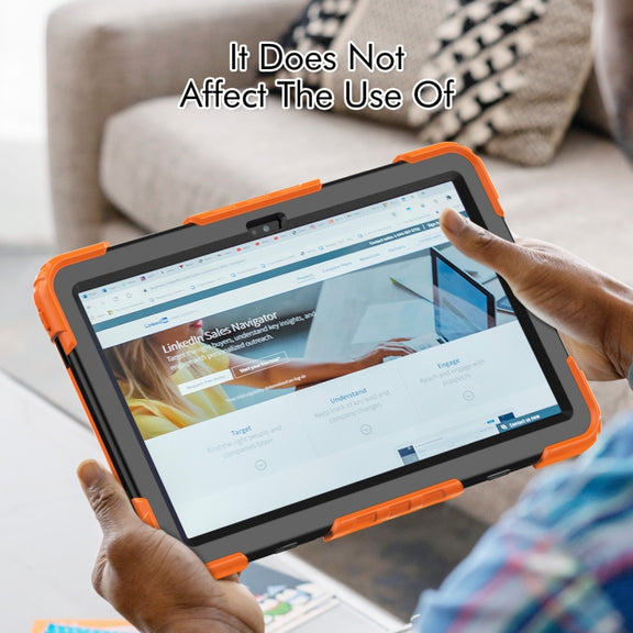 For Lenovo Tab M10 Plus 10.6 Gen 3rd Silicone Hybrid PC Tablet Case with Shoulder Strap(Orange)