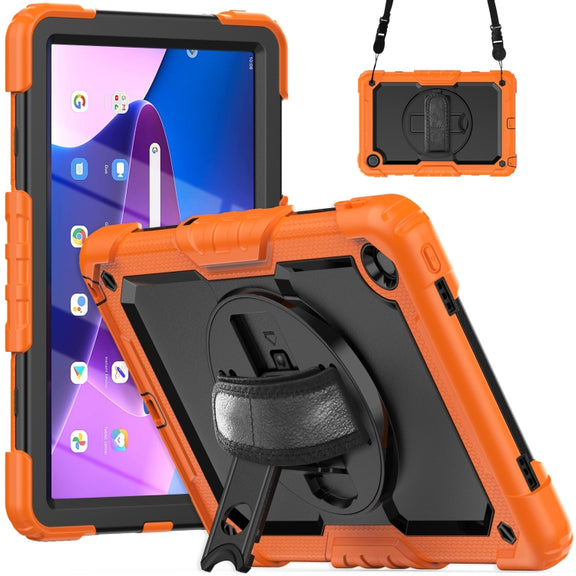 For Lenovo Tab M10 Plus 10.6 Gen 3rd Silicone Hybrid PC Tablet Case with Shoulder Strap(Orange)
