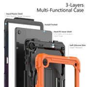 For Lenovo Tab M10 Plus 10.6 Gen 3rd Silicone Hybrid PC Tablet Case with Shoulder Strap(Orange)