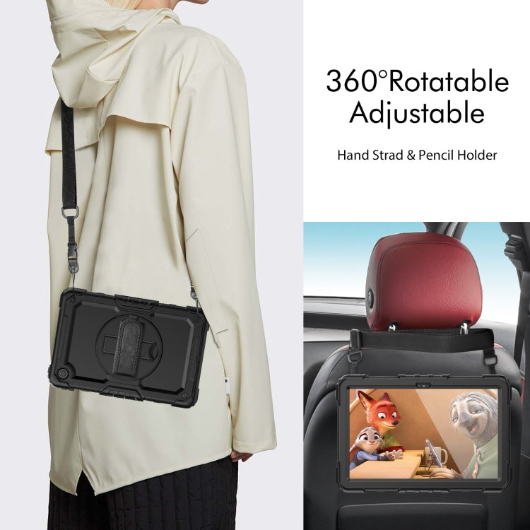 For Lenovo Tab M10 Plus 10.6 Gen 3rd Silicone Hybrid PC Tablet Case with Shoulder Strap(Black) - free shipping - PMC TechLife - Order now!