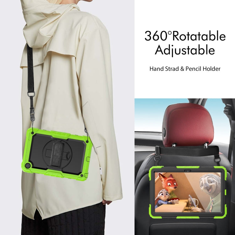 For Lenovo Tab M10 Plus 10.6 Gen 3rd Silicone Hybrid PC Tablet Case with Shoulder Strap(Yellow Green)