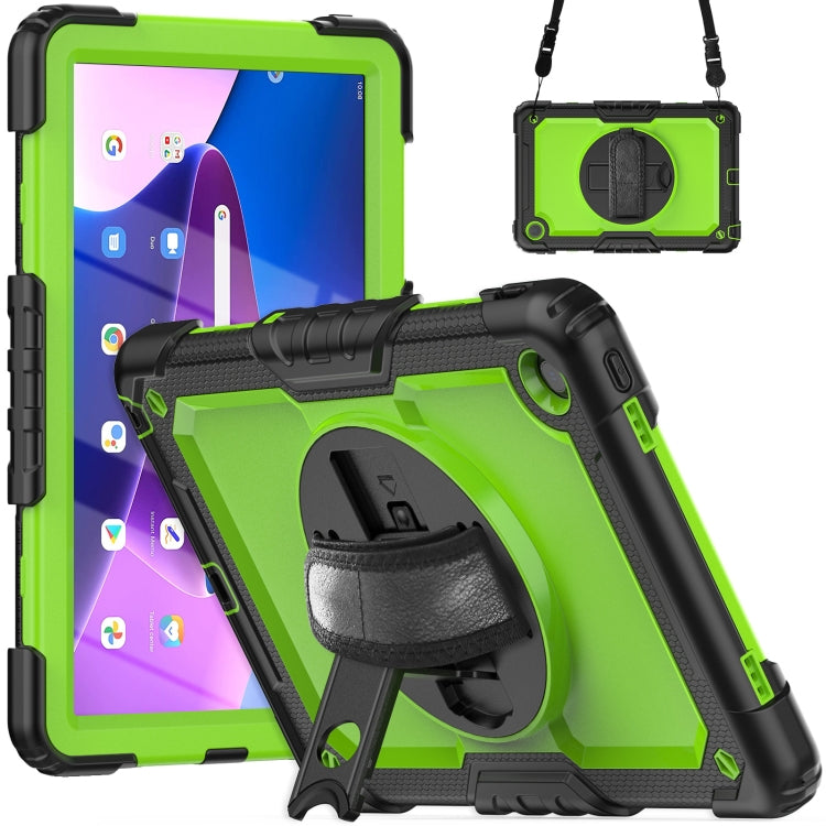 For Lenovo Tab M10 Plus 10.6 Gen 3rd Silicone Hybrid PC Tablet Case with Shoulder Strap(Yellow Green PC) - Lenovo by PMC TechLife | Online Shopping South Africa | PMC TechLife | Buy Now Pay Later Mobicred