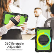 For Lenovo Tab M10 Plus 10.6 Gen 3rd Silicone Hybrid PC Tablet Case with Shoulder Strap(Yellow Green PC)