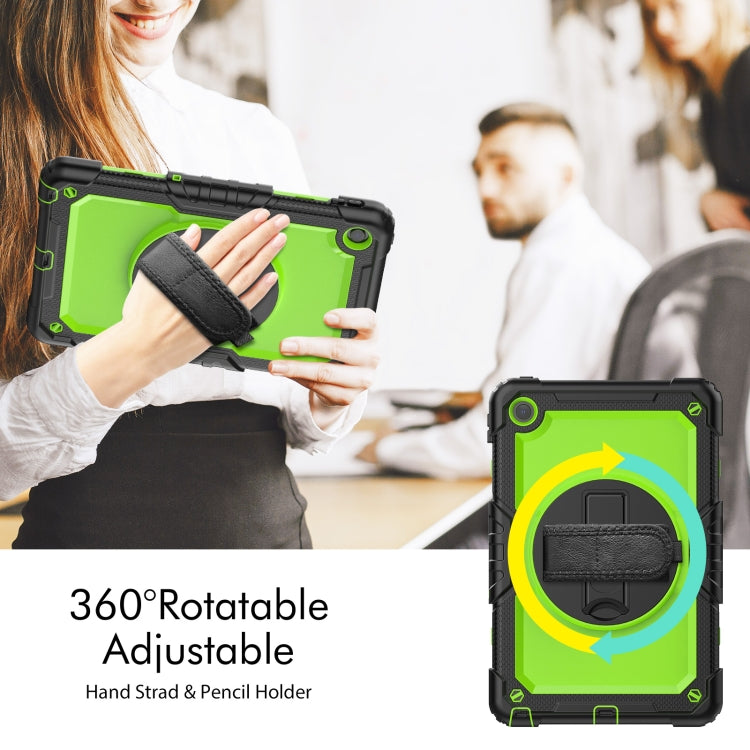 For Lenovo Tab M10 Plus 10.6 Gen 3rd Silicone Hybrid PC Tablet Case with Shoulder Strap(Yellow Green PC)