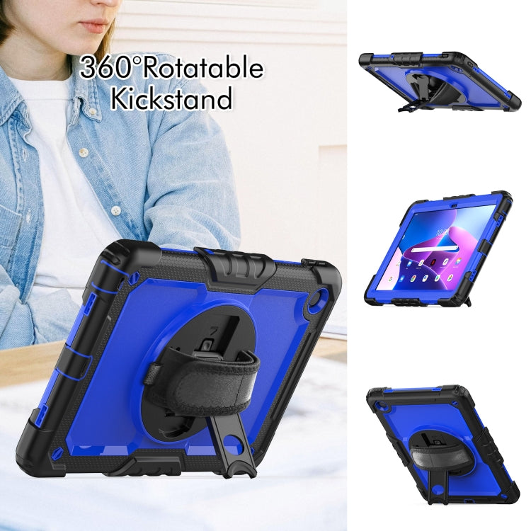 For Lenovo Tab M10 Plus 10.6 Gen 3rd Silicone Hybrid PC Tablet Case with Shoulder Strap(Blue PC)