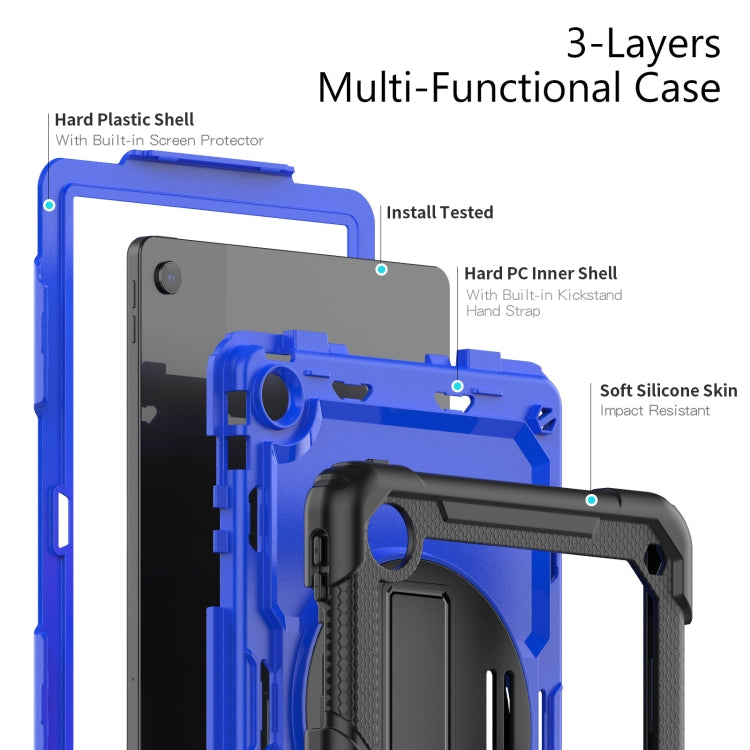 For Lenovo Tab M10 Plus 10.6 Gen 3rd Silicone Hybrid PC Tablet Case with Shoulder Strap(Blue PC)