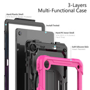 For Lenovo Tab M10 Plus 10.6 Gen 3rd Silicone Hybrid PC Tablet Case with Shoulder Strap(Rose Red)
