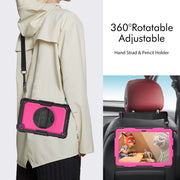 For Lenovo Tab M10 Plus 10.6 Gen 3rd Silicone Hybrid PC Tablet Case with Shoulder Strap(Rose Red PC)
