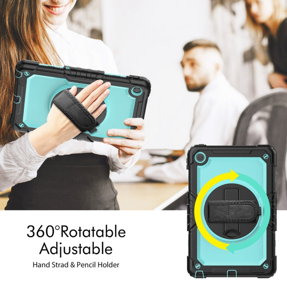 For Lenovo Tab M10 Plus 10.6 Gen 3rd Silicone Hybrid PC Tablet Case with Shoulder Strap(Light Blue PC)