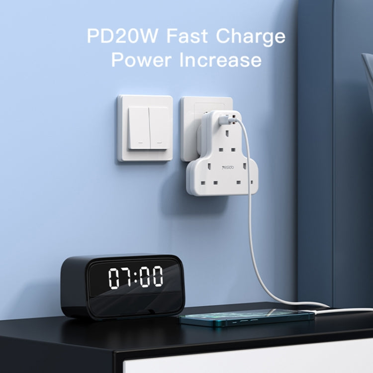 Yesido MC-15 PD+QC 3.0 3250W Home High Power Fast Charging Socket, Plug Type:UK Plug(White) - Extension Socket by Yesido | Online Shopping South Africa | PMC TechLife | Buy Now Pay Later Mobicred