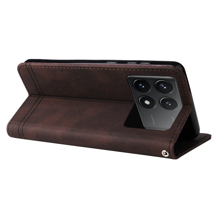 For Xiaomi Redmi K70 / K70 Pro Skin Feel Life Tree Metal Button Leather Phone Case(Brown)
