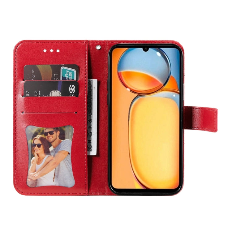 For Xiaomi Redmi 13C 4G 7-petal Flowers Embossing Leather Phone Case(Red) - free shipping - PMC TechLife - Order now!