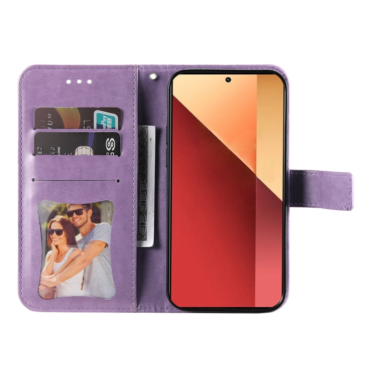 For Xiaomi Redmi Note13 Pro 4G Global/Poco M6 Pro 4G 7-petal Flowers Embossing Leather Phone Case(Light Purple) - Note 13 Pro Cases by PMC TechLife | Online Shopping South Africa | PMC TechLife | Buy Now Pay Later Mobicred