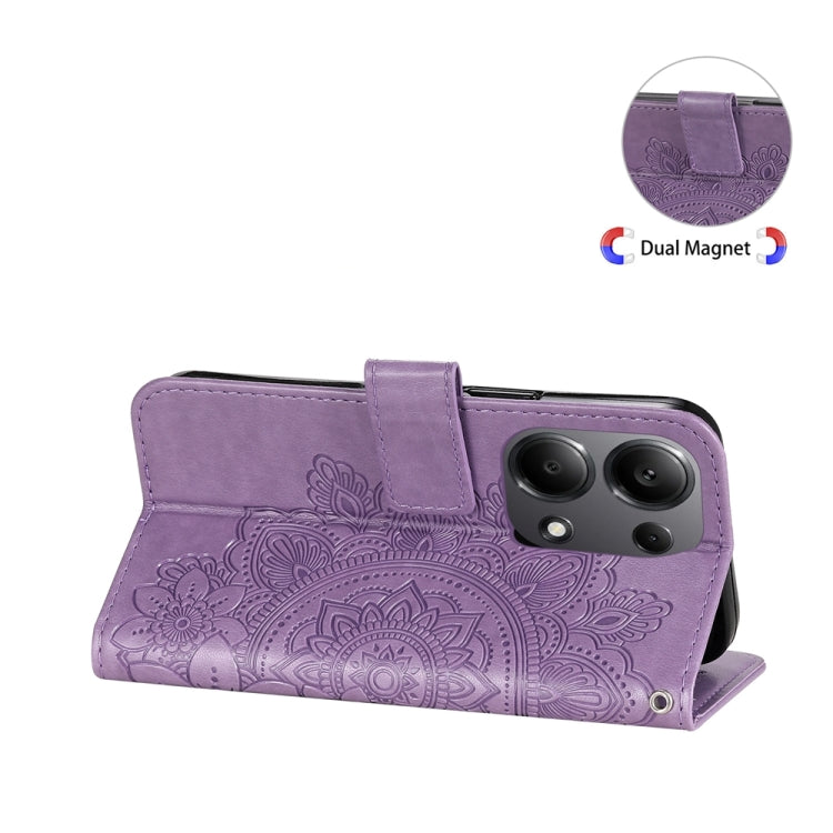 For Xiaomi Redmi Note13 Pro 4G Global/Poco M6 Pro 4G 7-petal Flowers Embossing Leather Phone Case(Light Purple) - Note 13 Pro Cases by PMC TechLife | Online Shopping South Africa | PMC TechLife | Buy Now Pay Later Mobicred