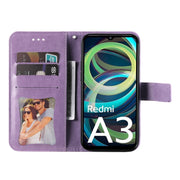 For Xiaomi Redmi A3 7-petal Flowers Embossing Leather Phone Case(Light Purple)