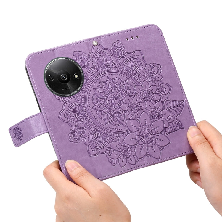 For Xiaomi Redmi A3 7-petal Flowers Embossing Leather Phone Case(Light Purple) - Xiaomi Cases by PMC TechLife | Online Shopping South Africa | PMC TechLife | Buy Now Pay Later Mobicred