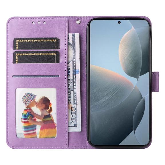 For Xiaomi Redmi K70 / K70 Pro Embossed Sunflower Leather Phone Case(Purple)