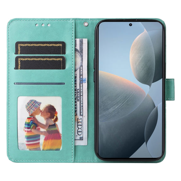 For Xiaomi Redmi K70 / K70 Pro Embossed Sunflower Leather Phone Case(Green)
