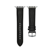 Embossed Line Genuine Leather Watch Band For Apple Watch Ultra 2 49mm(Black)