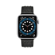 Embossed Line Genuine Leather Watch Band For Apple Watch Ultra 2 49mm(Black)