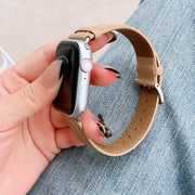 Embossed Line Genuine Leather Watch Band For Apple Watch Ultra 2 49mm(Khaki)