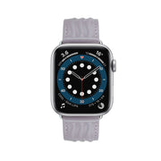 Embossed Line Genuine Leather Watch Band For Apple Watch Ultra 2 49mm(Lavender Purple)