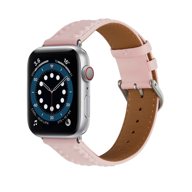 Embossed Love Genuine Leather Watch Band For Apple Watch Ultra 2 49mm(Pink) - free shipping - PMc TechLife - Order now!