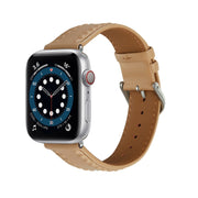 Embossed Love Genuine Leather Watch Band For Apple Watch Ultra 2 49mm(Khaki)
