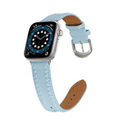 Embossed Love Genuine Leather Watch Band For Apple Watch Ultra 2 49mm(Blue)