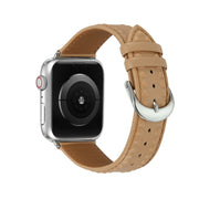 Embossed Love Genuine Leather Watch Band For Apple Watch Series 10 46mm(Khaki)